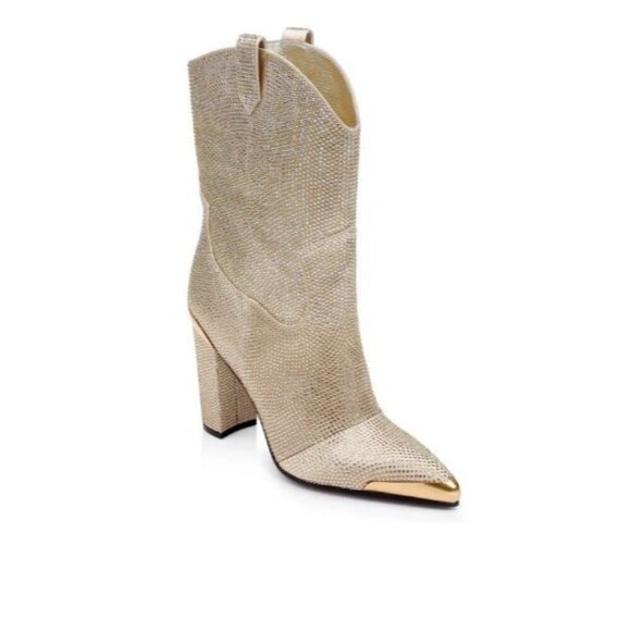 NEW Daniel x Diamond Johnny Guitar Gold Women's Boots Cowgirl Western 6.5 Bling - Picture 1 of 14